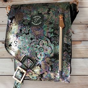 Floral embossed Leather crossbody bag